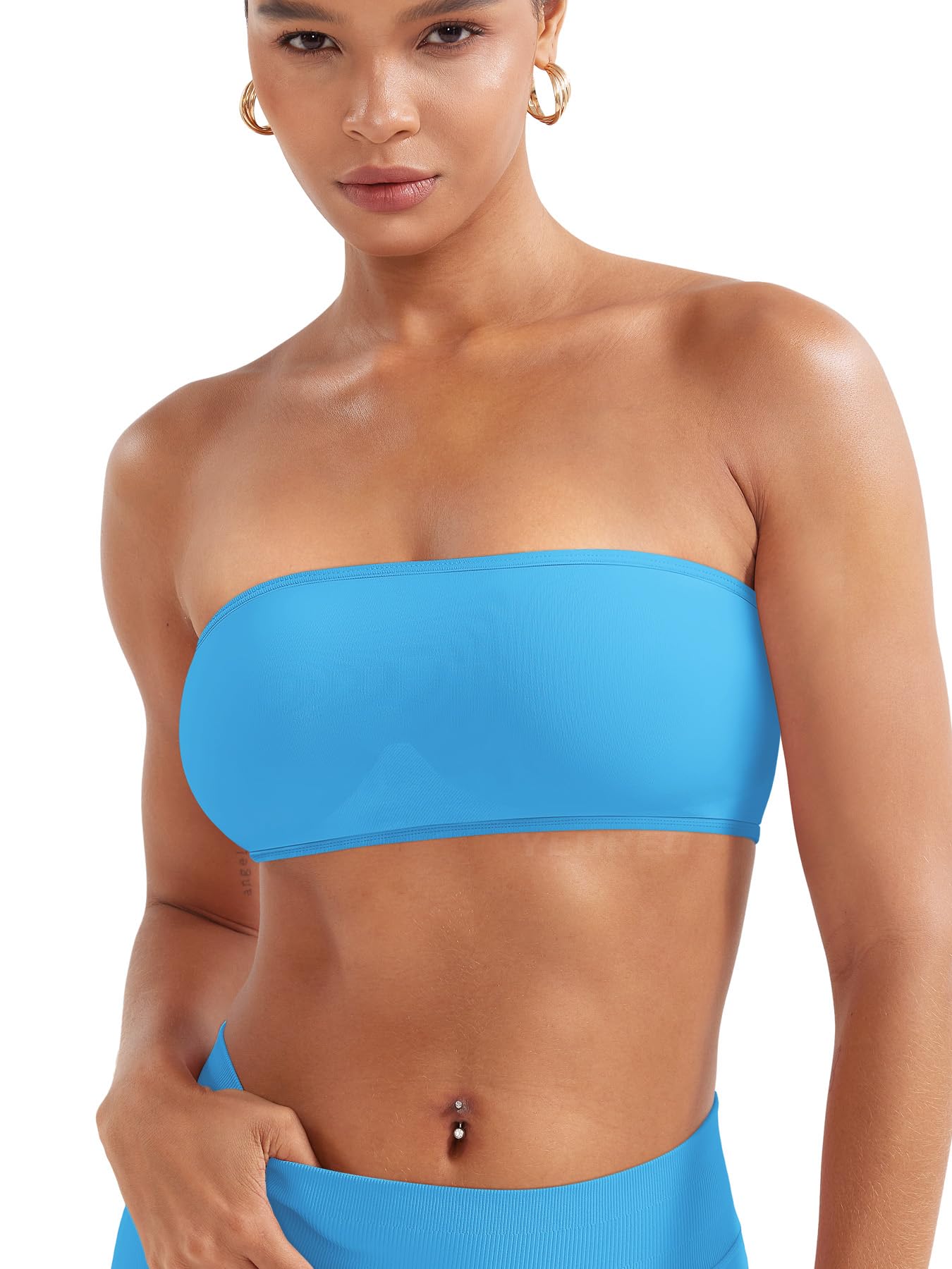 YEOREO Women Strapless Bandeau Sports Bra Padded