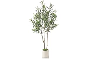 Alupssuc 4ft Olive Trees Artificial Indoor & Outdoor, Faux Olive Tree with Lively Artificial Trunk and Lifelike Fruits, Fake 