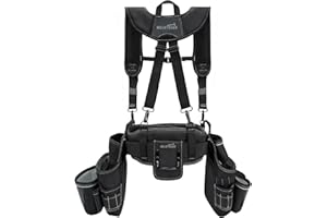 MELOTOUGH Carpenters Tool Belt with Suspenders Professional Tool Belt Combo Organizer With Tool Pouch Suspenders with 32 Pock
