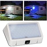 RVZONE 12V RV LED Exterior Porch Light with Waterproof Switch, Dual Color Switchable White and Blue, 1500LM Bright RV Porch L