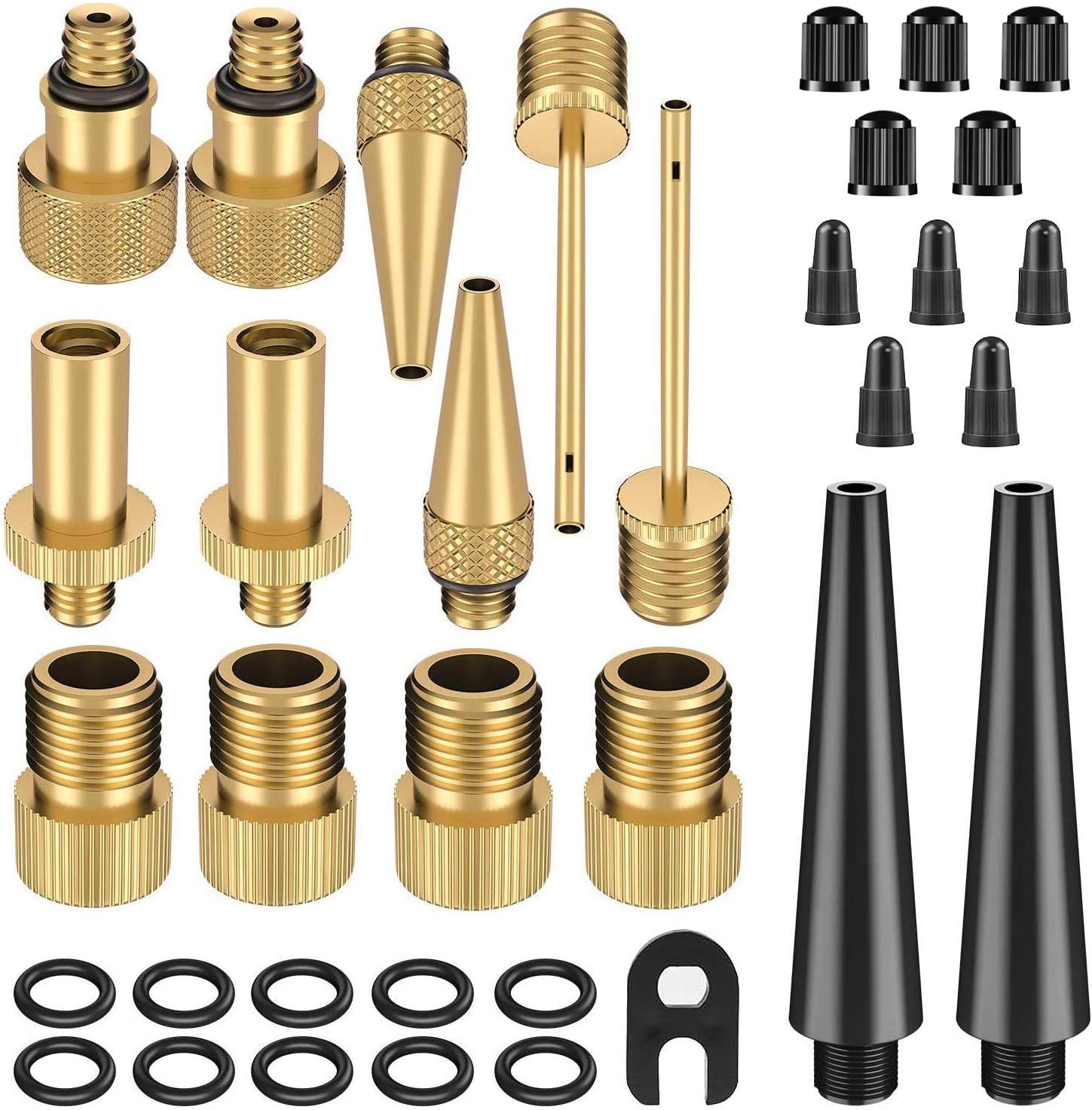 astarye 35PCS Bike Pump Adapter, Schrader Valve, Presta Valve, Dunlop/Woods Tyre Valve Adaptor