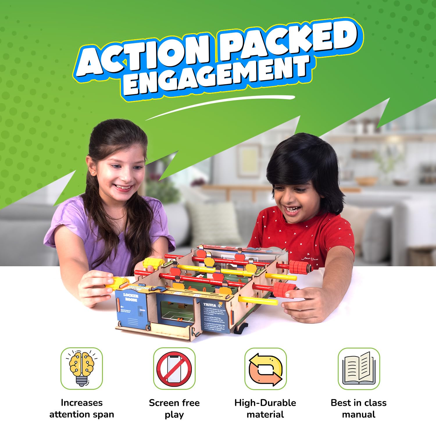 Smartivity Foosball Table Soccer Indoor Games for Kids Age 6-14 Years | Birthday Gifts for Boys & Girls | DIY STEM Educational Science Toy for Kids Age 6,7,8,9,10,11,12,13,14 Years