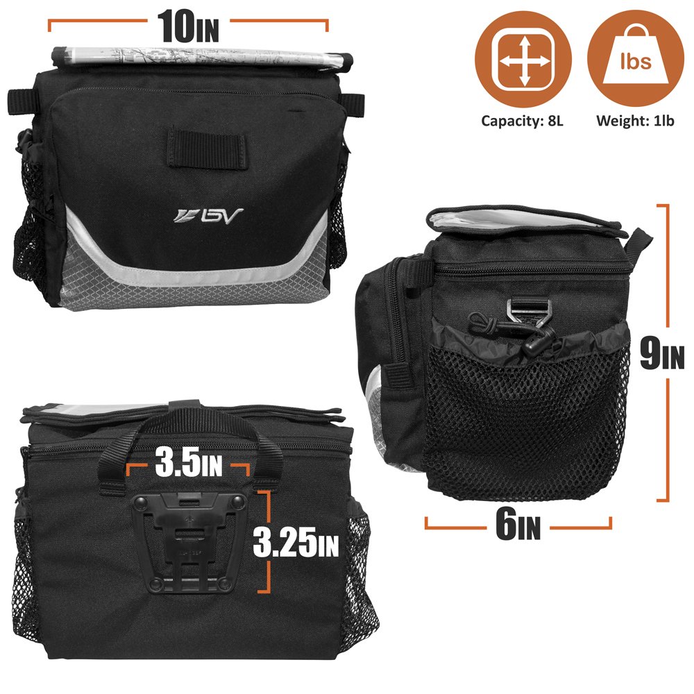 Sports BV Bicycle Map Sleeve QuickRelease Handlebar Bag with Bungee