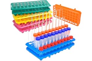 WERAMICS Lab Test Tube Holder Rack Plastic Tube Holder with Silicone Fixing pad centrifuge Tube Stand Rack for 5ml 10ml 15ml (5, Blue Orange Green Yellow and Pink, 5pcs 9.7In*5.5In* 1.9In)