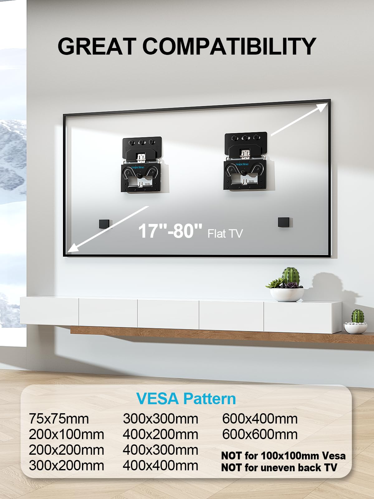 Ultra Slim TV Wall Mount Compatible with 14