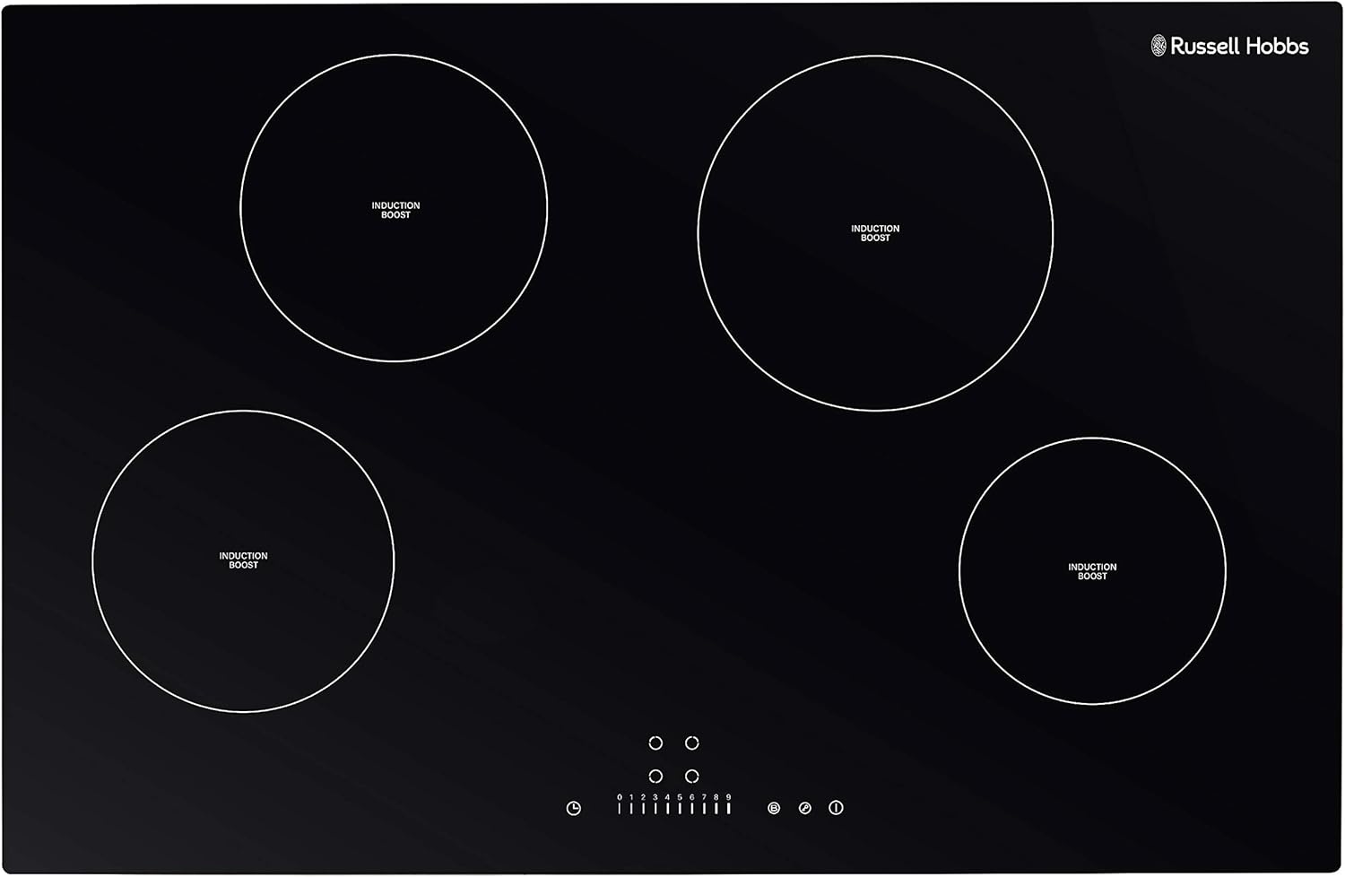 Russell Hobbs Midnight RH77IH501B 77cm Black Glass Induction Hob with
