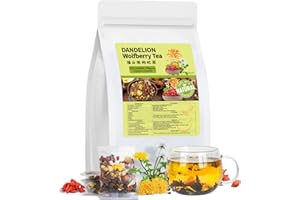 Dandelion Wolfberry Tea Bags, Natural Kidneys & Liver Health Tea with Dandelion, Chrysanthemum, Wolfberry, Cassia Seed, Licor