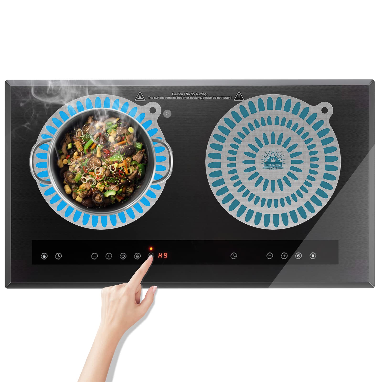 2 PCS Induction Hob Protector - Temperature Changing Induction Hob Cover Mat - Hob Covers for Induction Hob - (Magnetic) Cooktop Scratch Protector - for Induction Stove by KitchenRaku