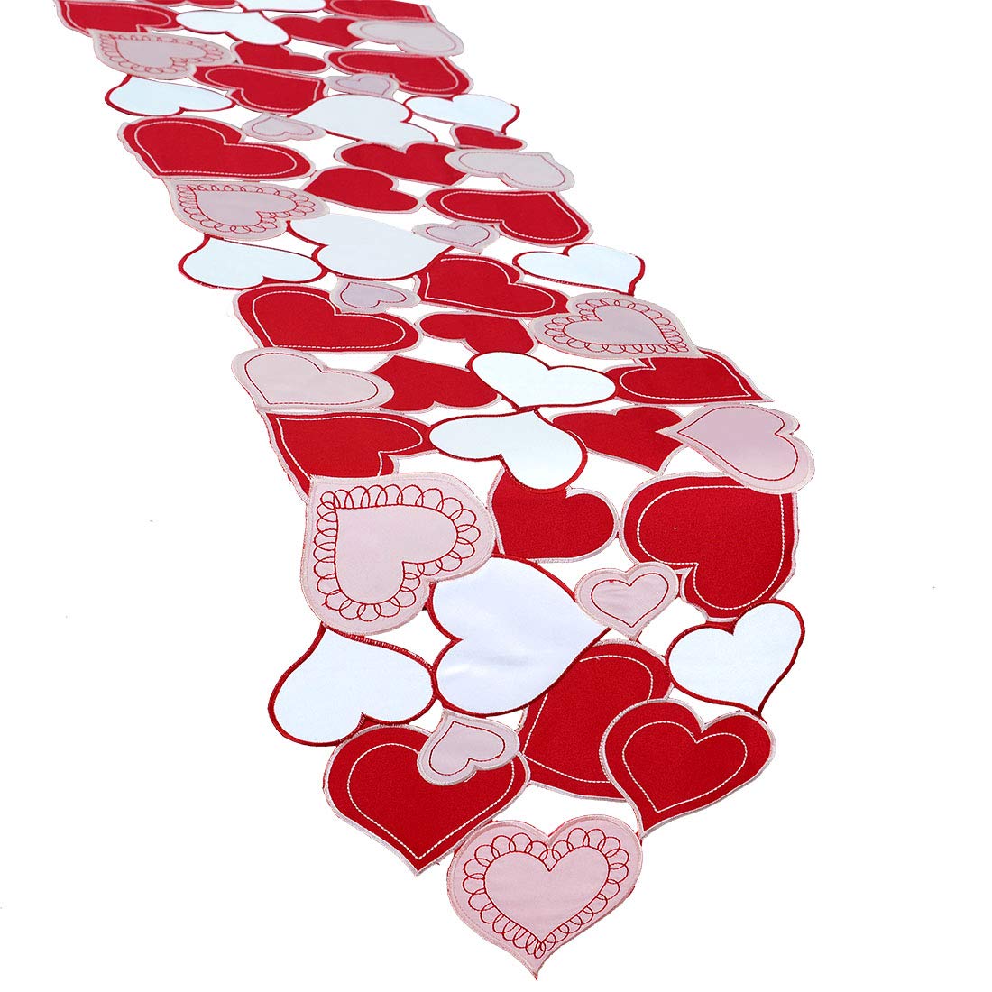 Simhomsen Embroidered Love Heart Table Runner for Mother’s Day, Wedding Anniversary, Marriage Proposals, Engagements, Romantic Events or Parties (13.5 × 53 inch)