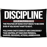 NASIAN Discipline Motivational Flag 3x5 Ft Fitness Inspirational Flag for Room, Home Gym, College Dorm, Man Cave Wall Decor