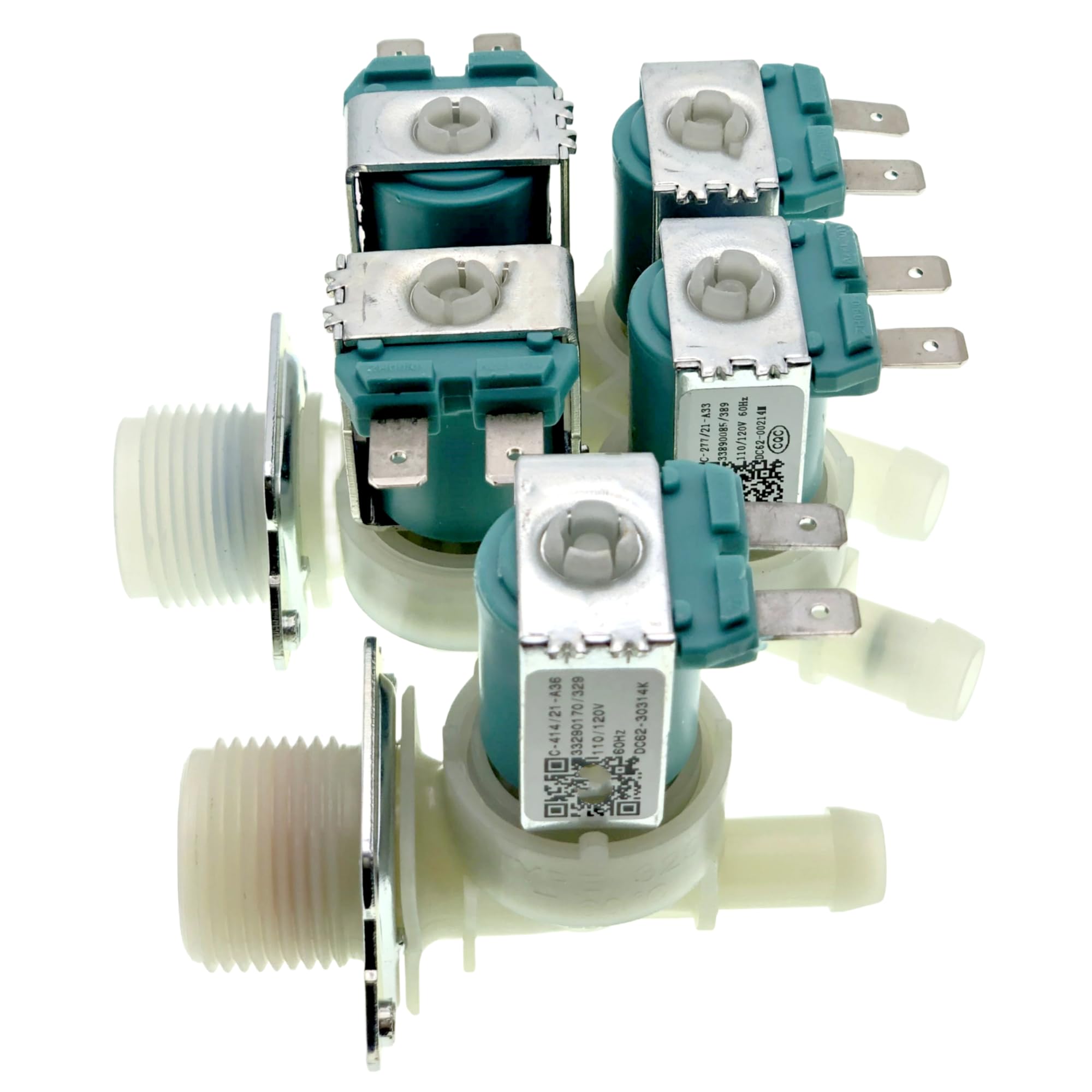 Photo 1 of DC62-00214M+DC62-30314K Washer Cold & Hot Water Inlet Valve Fit for Samsung, Maytag Washer, Replace AP5623062, 2979589, PS4208704, DC62-30314H, 1810145 120V 60Hz.