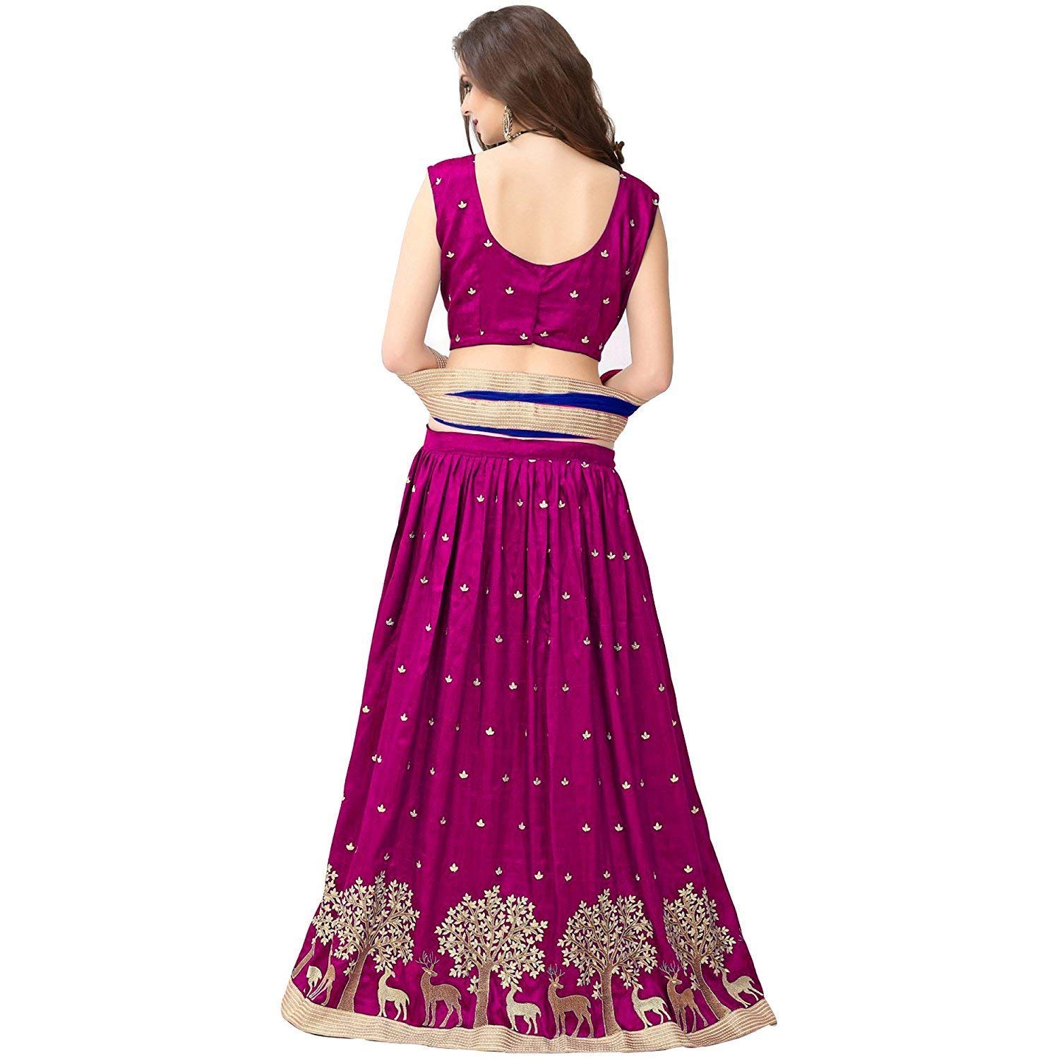 sabhaya impex women's net semi-stitched lehenga choli, free size (pink)
