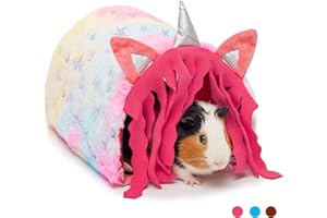 PAWNISAW Guinea Pig Hideout - Fleece Tunnel House Cage Accessories for Rat Hamster Hedgehog Chinchilla Small Animal - Playing Sleeping Hunting Resting Washable Tube Bedding Habitats