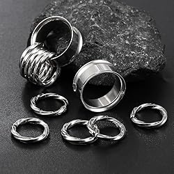 Twolobes 2 PCS Silver Ear Gauges With 10 twisty