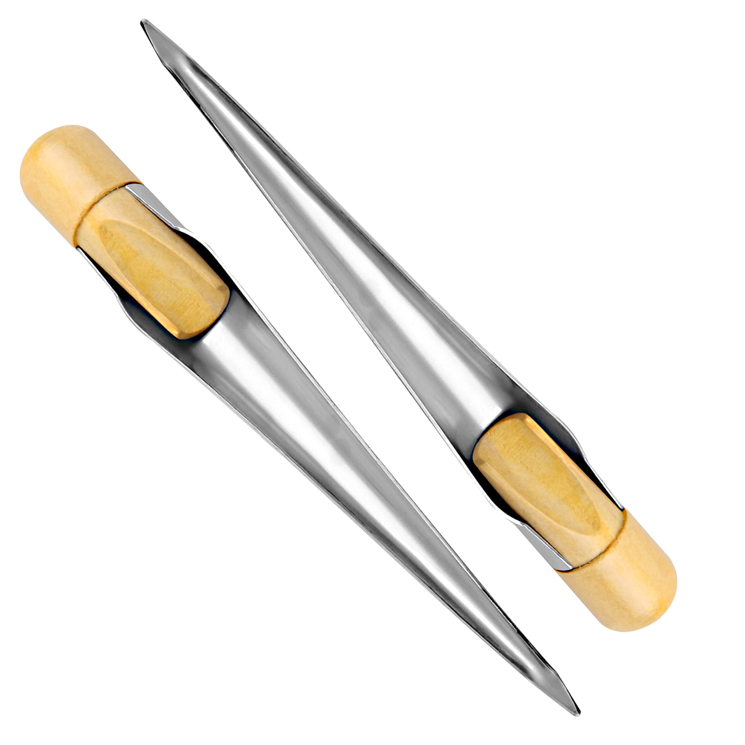 Marine Rope Splicing Spike, Stainless Steel Hollow Splicing Spike Fid for Boat Dock Line Ropes Deck Hardware Tool with Beechwood Handle for Boats Yachts