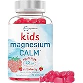 Kids Magnesium Gummies for Age 2+, 120 Count | Sugar Free Strawberry Flavor | Calm Magnesium Citrate Gummies for Sleep, Relaxation, Muscle, Bones, & Mood Support* | Non-GMO, Gluten Free