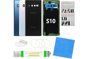 ASDAWN Galaxy S10 Back Cover Glass Replacement with Pre-Installed Camera Lens + All The Adhesive + Installation Manual + Repair Tool Kit for Samsung Galaxy S10 SM-G973 All Carriers (Prism Black)
