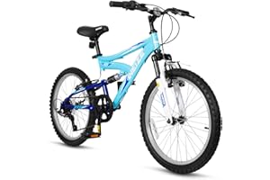 WEIZE Kids Mountain Bike, 20 24 inch Kids' Bicycles for 6-14 Years Old Boys Girls with Dual Full Suspension, 6 Speeds Drivetrain, High-Carbon Steel Frame, Ideal for Young Riders and Adventurers