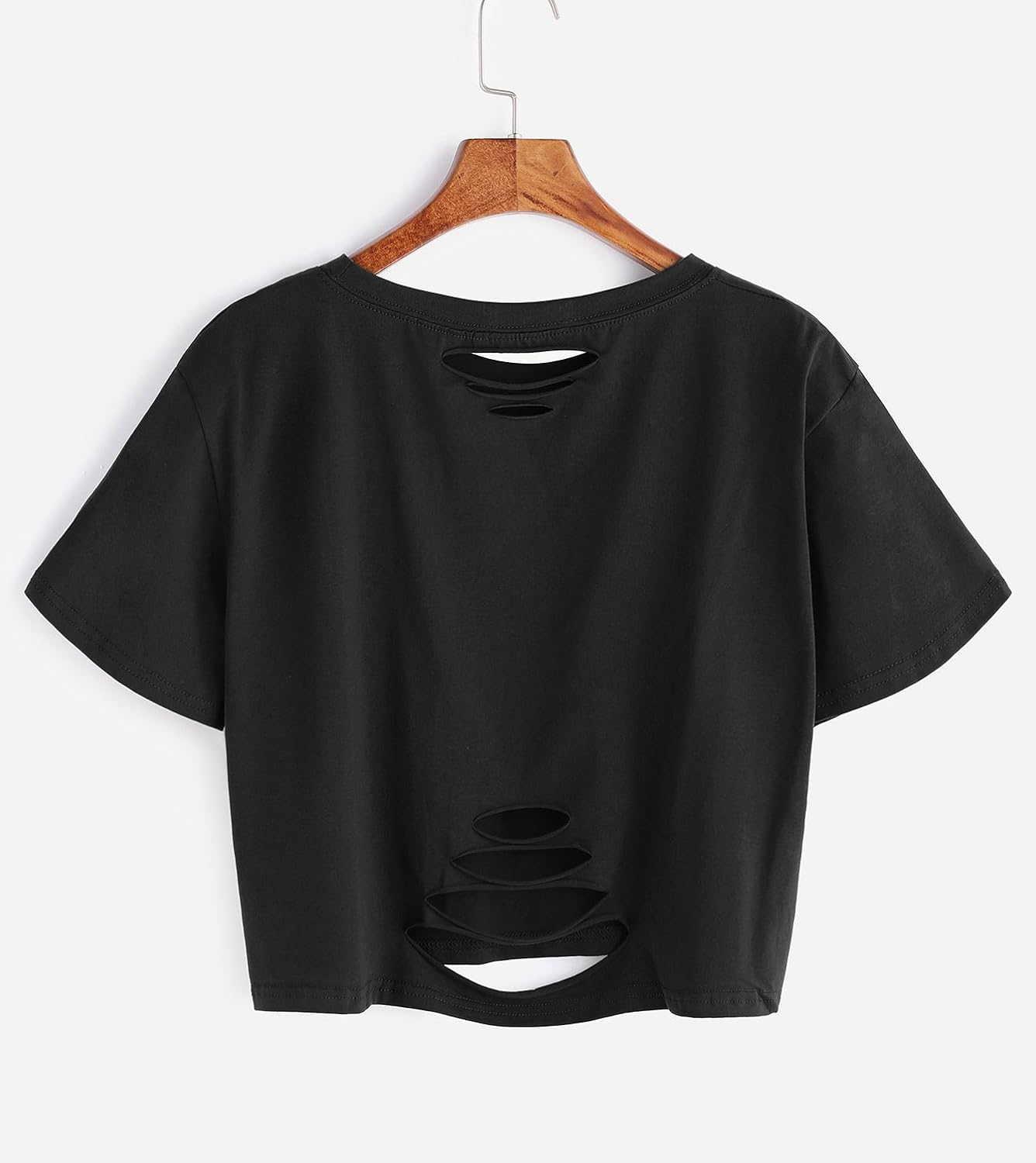 SweatyRocks Women's Summer Short Sleeve Tee Distressed Ripped Crop T-Shirt Tops at  Women’s Clothing store