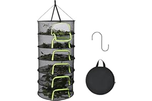 LUKETURE 6-Layer Hanging Herb Dryer Rack - with U-Zipper Mesh Net & Hook, Foldable Collapsible Drying Rack for Plants, Herbs, Flowers, Fish, Jerky, Laundry