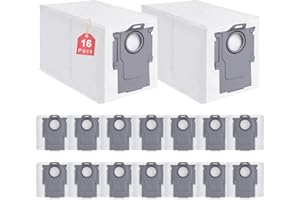 ERAVSOW 16 Pack Dust Bags for Roborock, Q revo, Qrevo S, Qrevo Plus, Qrevo Master, S8 MaxV/MaxV Ultra, Saros 10/10R, Replacement Vacuum Bags for Qrevo Pro, Qrevo MaxV/Pro/Curv Cleaner, 3.0L Large Capacity