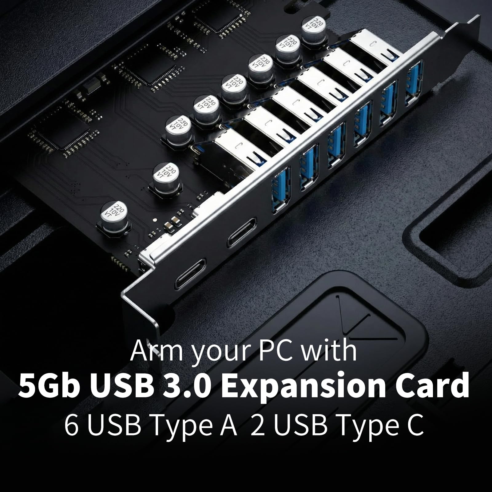 ELUTENG PCIe zu USB 3.2 Gen 2 Karte mit 5 Gbps 8-Port (2 Typ C + 6 x Typ A) Erweiterungskarte, interner Konverter USB3 PCI Express-Karte für Desktop-PC, unterstützt Windows 11/10/8.1/8/7/XP/Vista 5