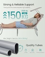SONGMICS Folding Sun Lounger 193x53x29 cm with Sun Visor Taupe GCB192K01 view 6