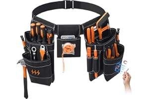 BOMOKS Tool Belts with Magnetic and Quick Release Buckle,Heavy Duty Detachable & Adjustable Utility Belt,Work Apron for Men and Women,for Electrician,Carpenter,Construction Tool Bag,Gifts