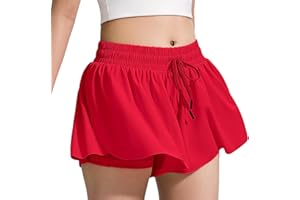 BOOPH Girls Flowy Shorts Athletic Butterfly Shorts with Inner Pockets 2-in-1 for Girls Running Tennis Sports