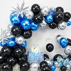 Blue Silver Black Balloon Arch Kit,Balloon Garland