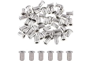 Glarks 50Pcs 304 Stainless Steel M4 Flat Head Threaded Rivetnut Insert Nutsert Rivet Nut Set (M4)