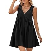 BerryGo Womens Summer Sleeveless Mini Dress Casual V Neck Beach Tank Babydoll Short Sundresses for Vacation Party 2025
