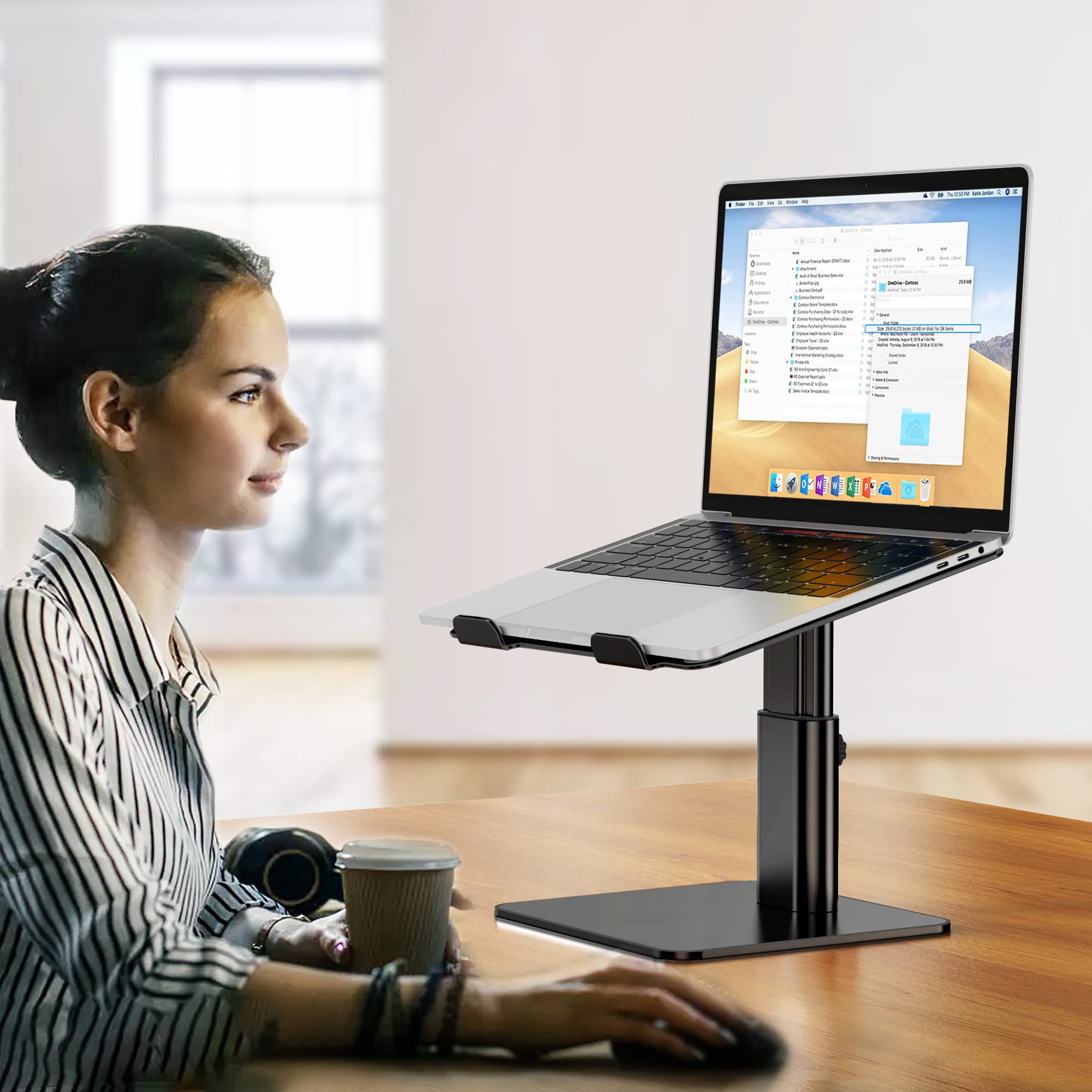 BESIGN LSX6N Laptop Stand, Ergonomic Adjustable Notebook Riser Holder, Computer Stand Compatible with Air, Pro, Dell, HP, Lenovo More 10-15.6" Laptops, Black - Image 7