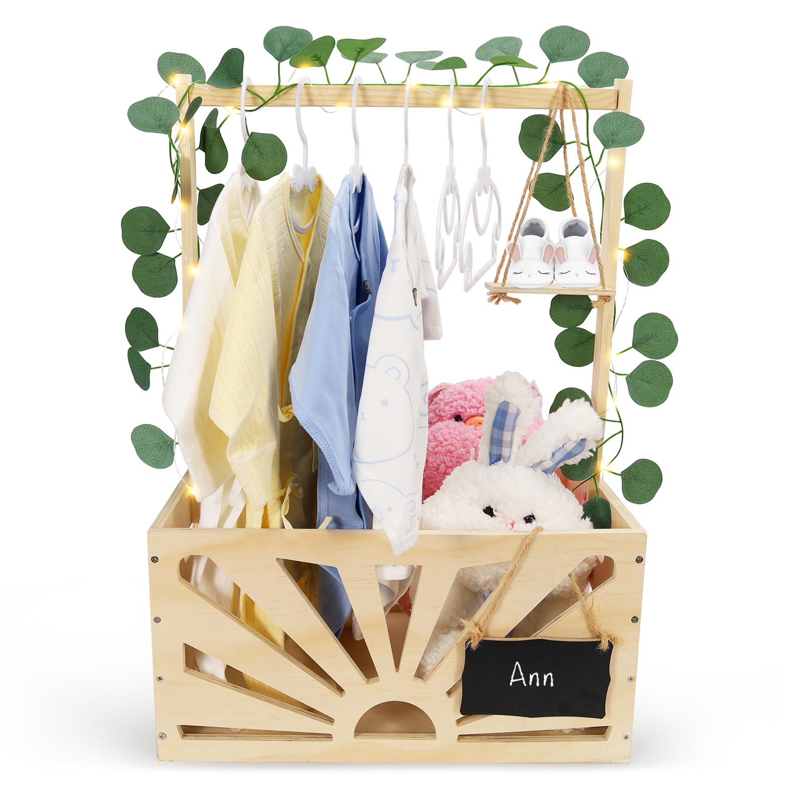 Wooden Baby Shower Crate Closet - Storage Organizer With Handle For Nursery & Baby Gifts