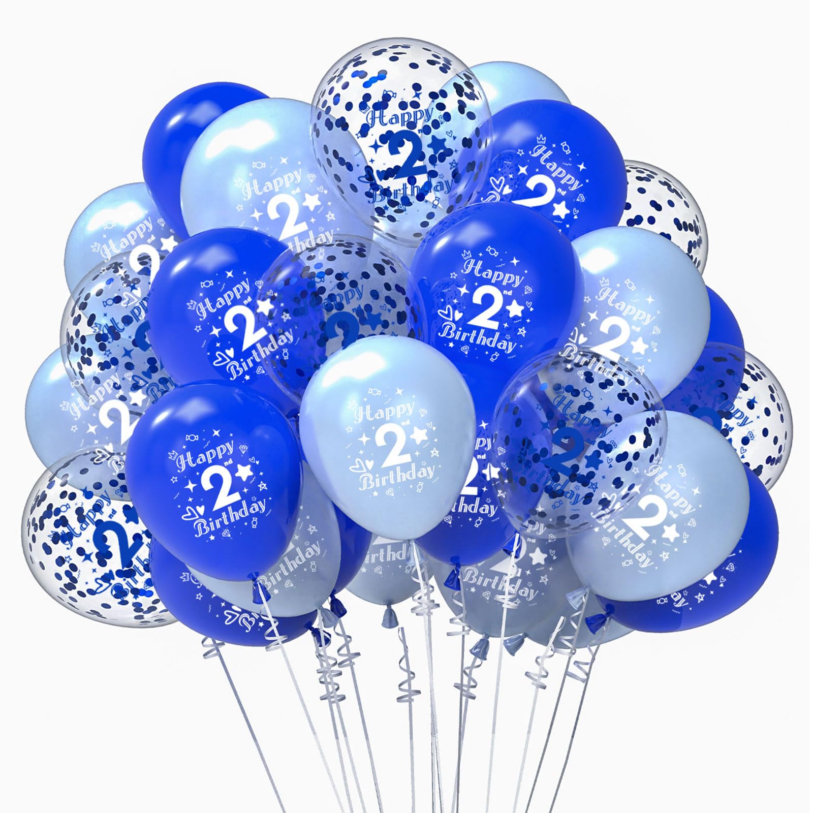 Photo 1 of SULALABOO 2nd Birthday Balloons Kit for Boy 12inch 34pcs Blue 2 Number Latex Helium Balloon 2 Year Old Happy Birthday Party Decorations