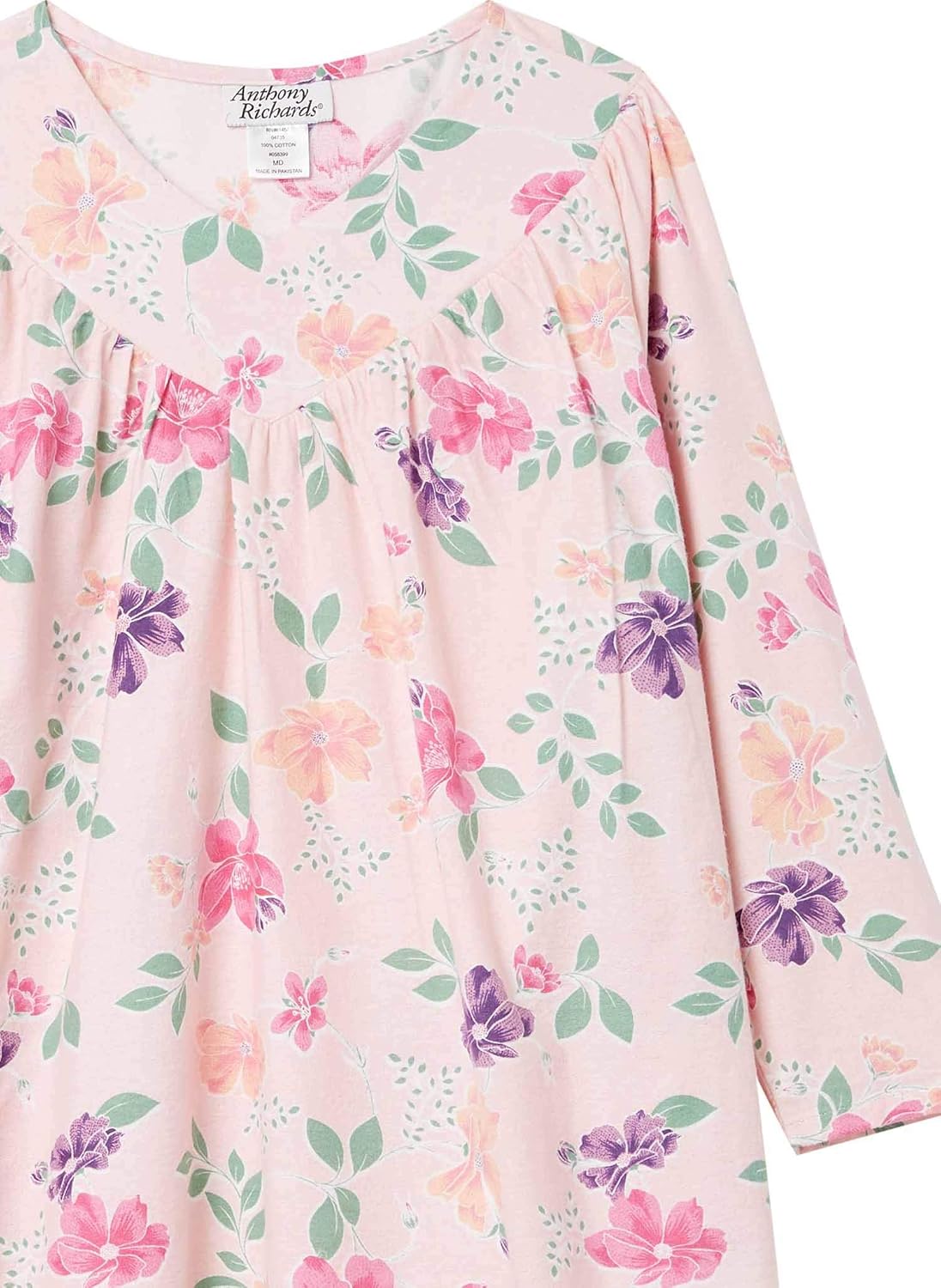 AmeriMark Women’s Floral Print Flannel Long Night Gown – 100% Cotton Sleep Dress at  Women’s Clothing store