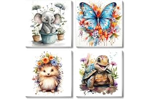 bleihum 4 Pack Animal Paint by Number for Kids with Frame- Paint by Numbers for Kids Ages 4-8-12, Cute Animals Kid Painting by Numbers Crafts Kits for Home Wall Decor Gifts(8X8inch)
