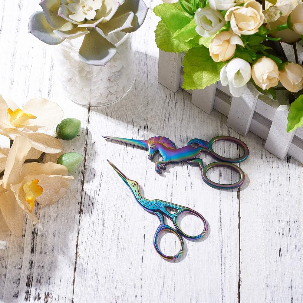 SUNNYCLUE 2pcs Embroidery Needlework Scissors, 3.7/4.5 Inch Stainless Steel for Fabric Cutting Dressmaking, Beard - Image 5