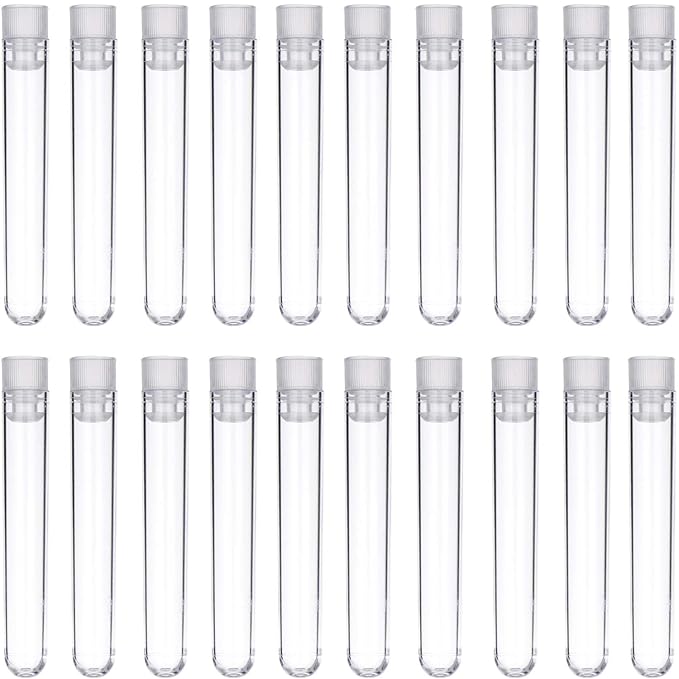 50 Pieces Clear Plastic Test Tubes 12 by 75 mm with Push Caps, 5 ml