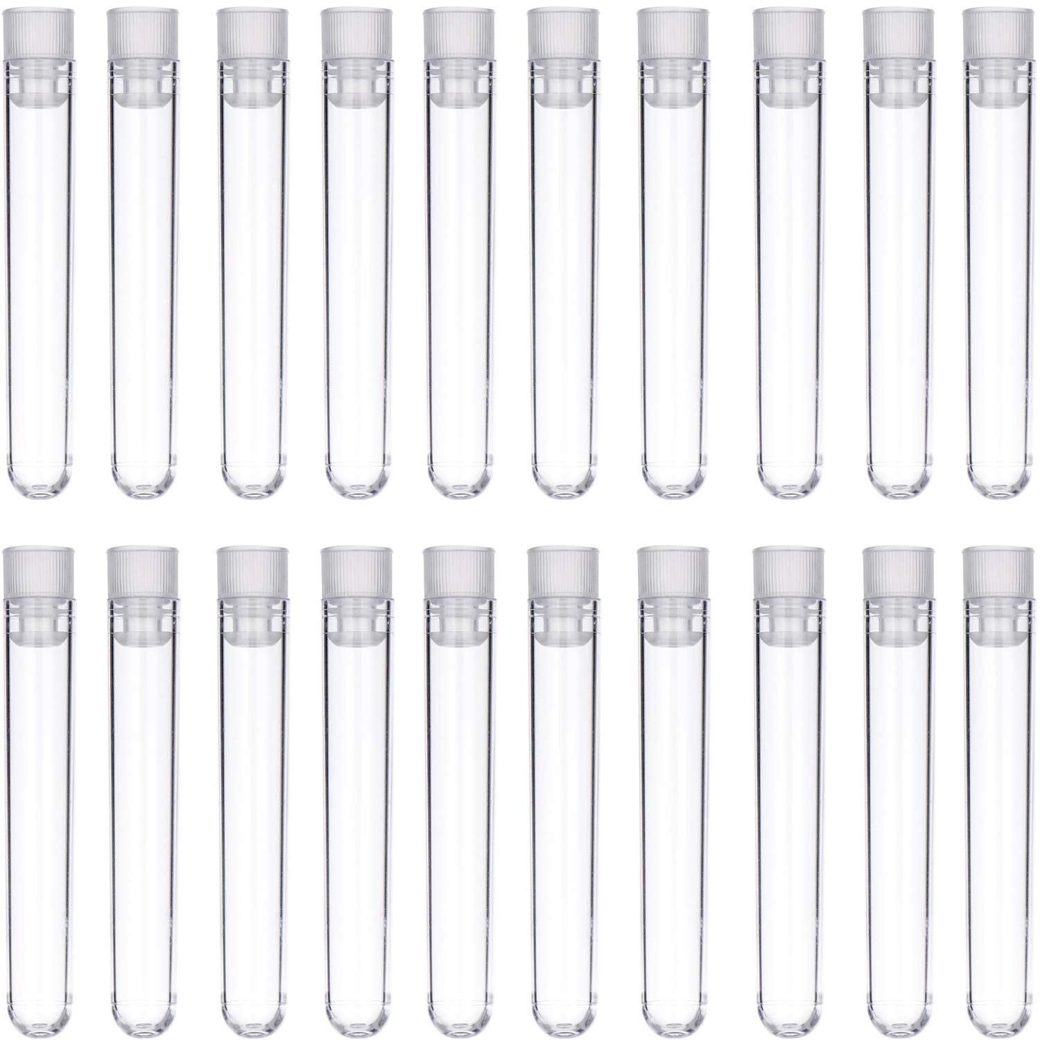 50 Pieces Clear Plastic Test Tubes 12 by 75 mm with Push Caps, 5 ml