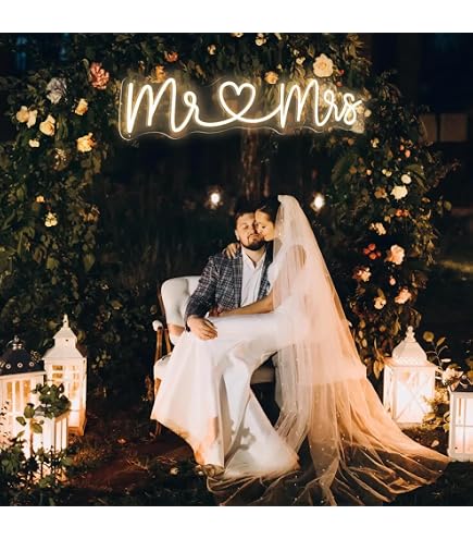 Mr. & Mrs. Neonschild Für Hochzeit – LED-Wanddekoration Mit USB-Anschluss, 145x40 Cm, Warmweiß, Perfekt Für Fotohintergrund Oder Tischdeko