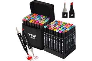 YTW Alcohol Markers, 48 Colors Dual Tip Art markers, Drawing Markers, Coloring Marker for Kids Adults Coloring Drawing, Chisel & Fine