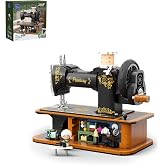 PANTASY Vintage Sewing Machine Building Set with Functional Gears | Hand-Crank Mechanical Model with Hidden Mini Tailor Shop Scene, Retro Collectible Desk D&eacute;cor for Adults