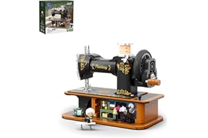 PANTASY Retro Building Set, Vintage Hand Crank Sewing Machine Brick Model, Collectible with Functional Gear Linkage, Hidden M