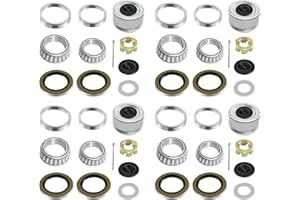 Shliyitx 4Sets 7000 LB Trailer Axle Hub Repair Kit, 25580 14125A Marine Trailer Axle Bearing Kit, 21333TB/10-10, 10-36 Grease Seal, 2.72’ Rubber Plug Dust Cap, D42 Spindle Nut