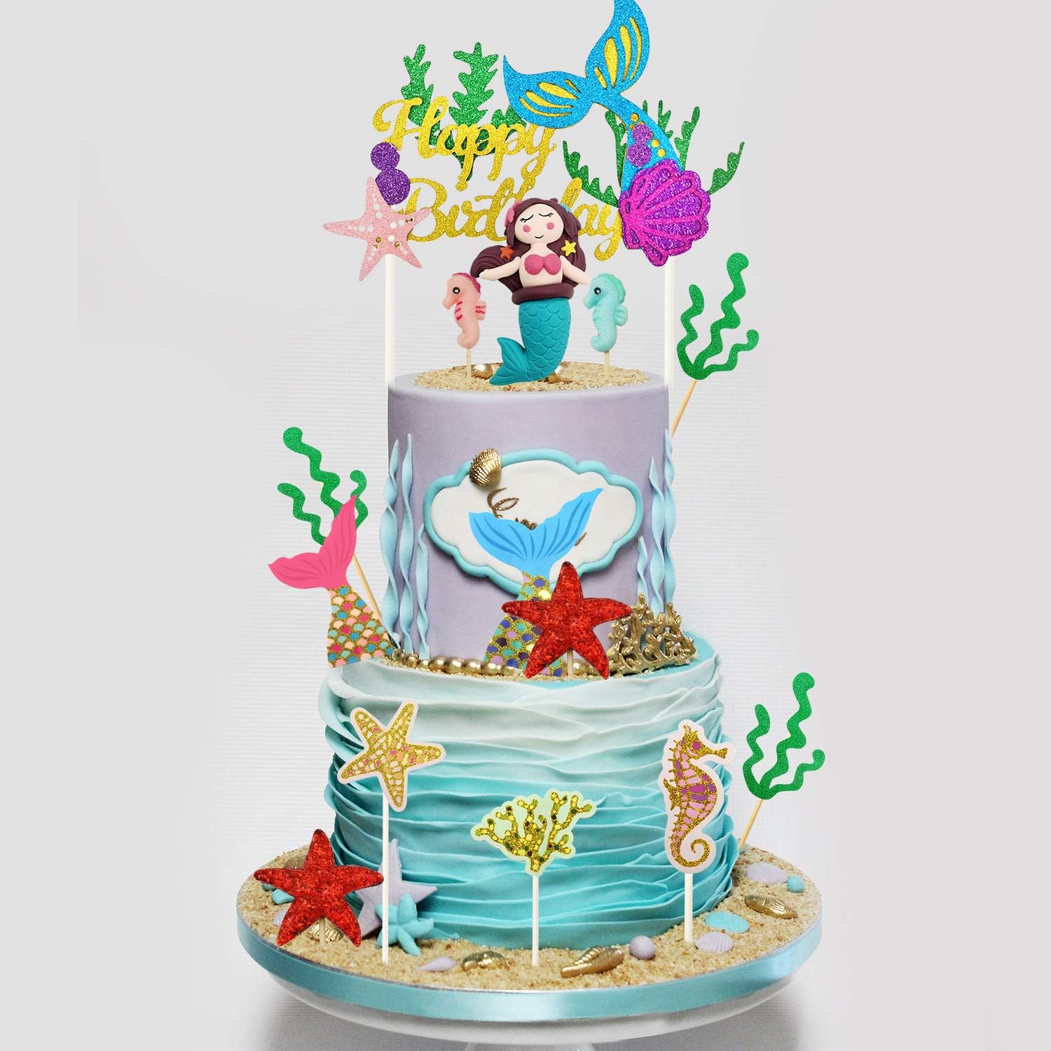 Sirene Cake Topper Banniere Joyeux Anniversaire Hippocampe Queue Algues Etoiles Mer Pour Fete Anniversaire Bebe Douche Baby Shower Izoel 29pcs Mermaid Gateau Decoration Enfants Fille Loisirs Creatifs Fournitures De Loisirs Creatifs Voxloud Com