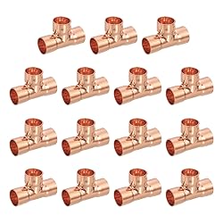 uxcell 25Pcs 1/2" x 1/2" x 1/2" Copper Reducing Tee