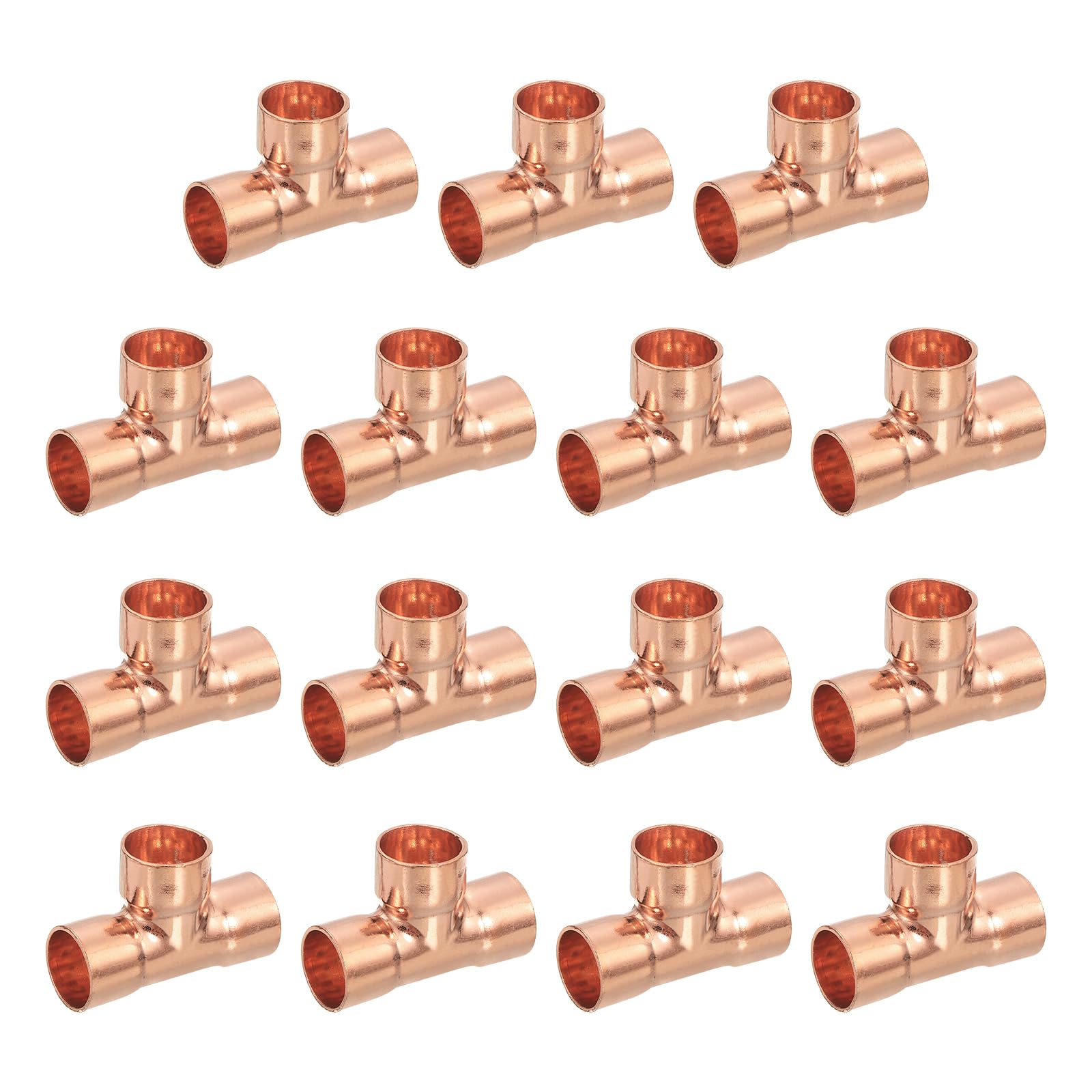 uxcell 25Pcs 1/2" x 1/2" x 1/2" Copper Reducing Tee