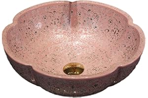 JDZJYBQX Bathroom Vessel Sinks Southeast Asian Style Pink Color Art Ceramic Countertop Sink For Vanity Above