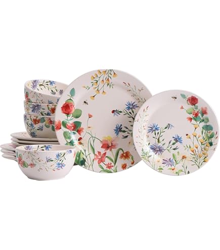 Amazon.com | Bico Summer Provence Ceramic 12 pcs Dinnerware Set